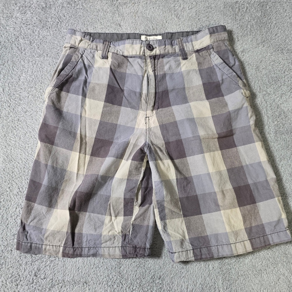 Alpine‎ Design Mens 34 Shorts Grey Plaid Cotton Flat Front Outdoor Casual 4711